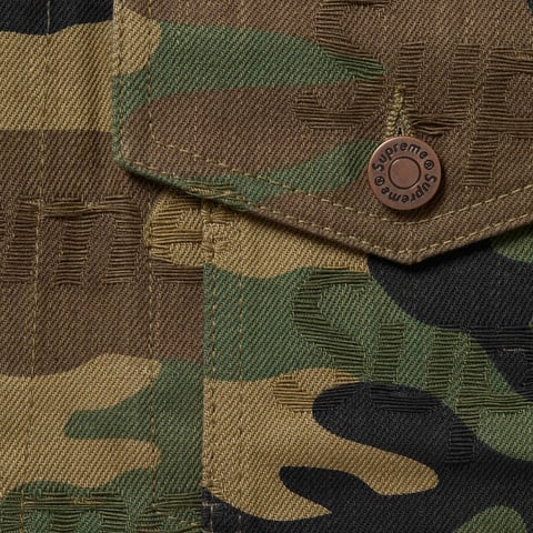 Supreme Jacquard Logos Denim Trucker Jacket - Woodland Camo