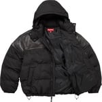 Supreme Leather Yoke Puffer Jacket (FW25) - Black