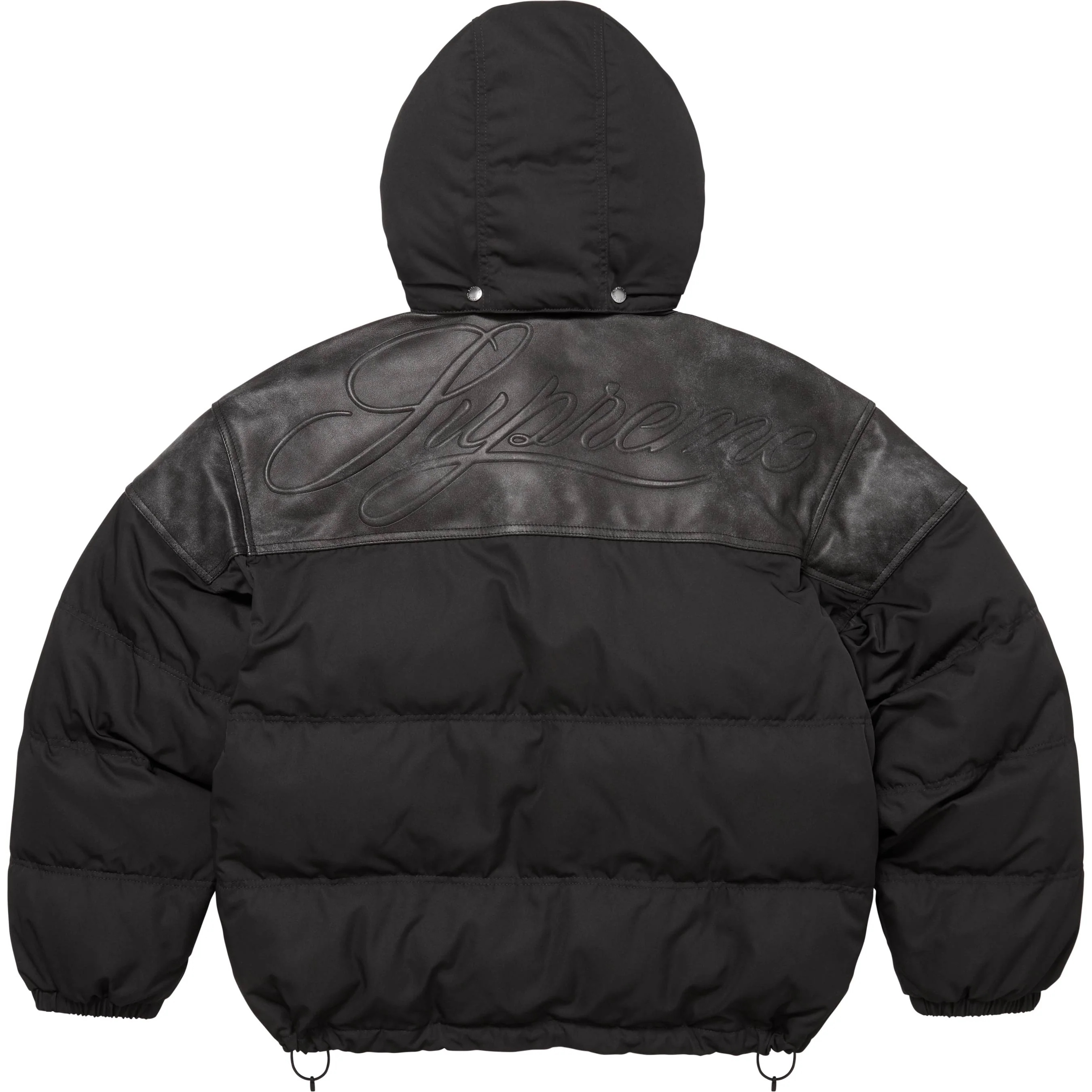 Supreme Leather Yoke Puffer Jacket (FW25) - Black - $548