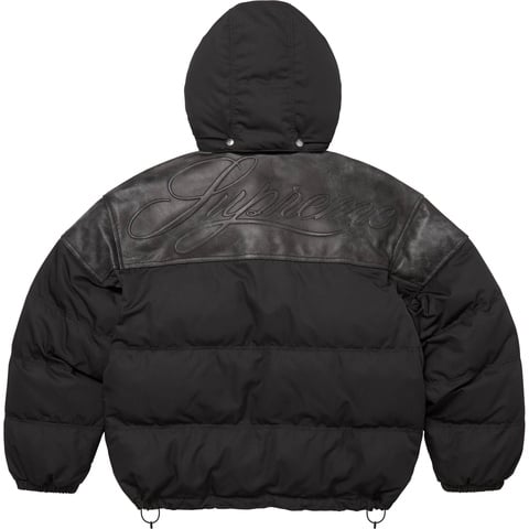 Supreme Leather Yoke Puffer Jacket - Black