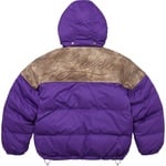 Supreme Leather Yoke Puffer Jacket (FW25) - Purple