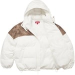 Supreme Leather Yoke Puffer Jacket (FW25) - White