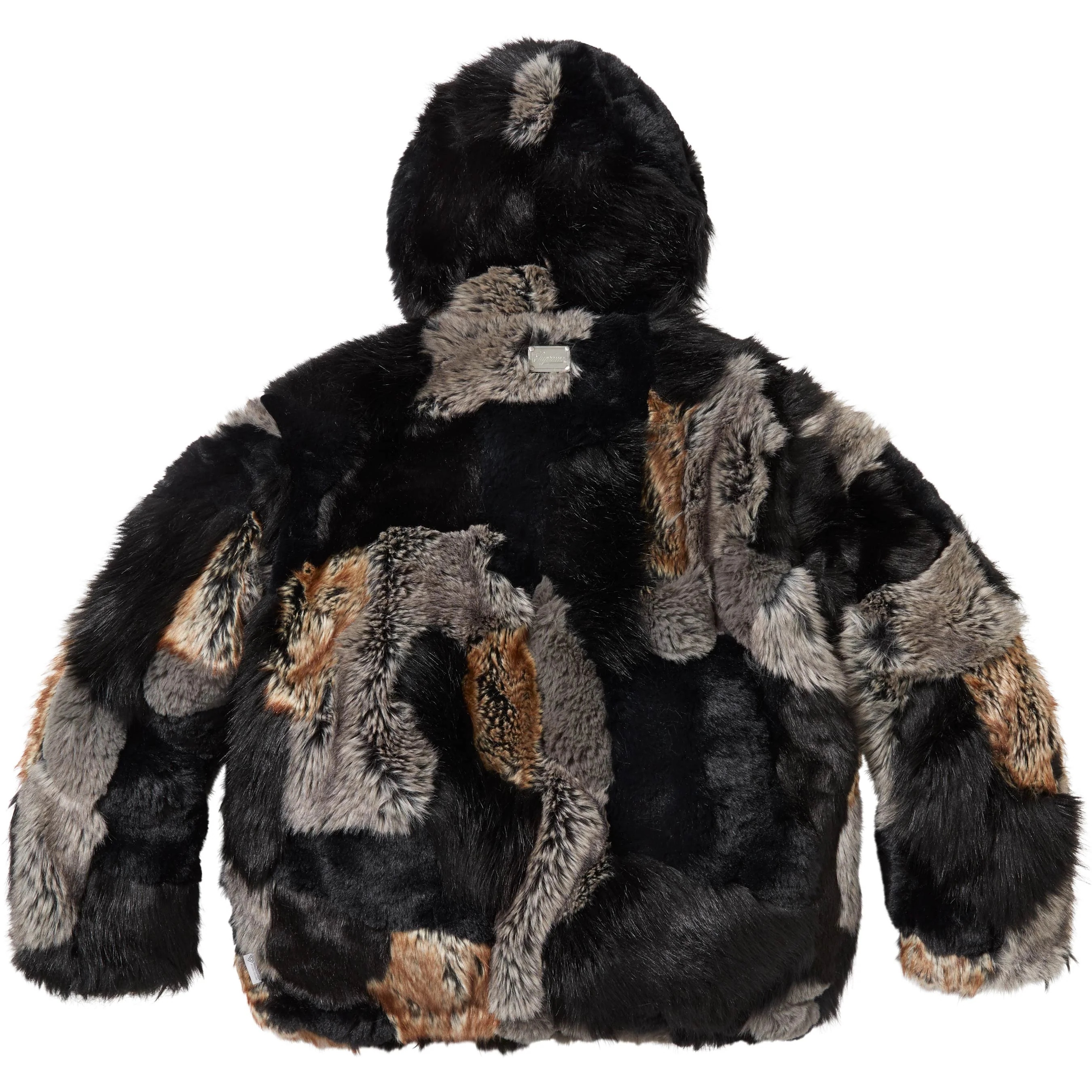 Supreme Patchwork WINDSTOPPER Hooded Faux Fur Jacket (FW25) - Black - $698