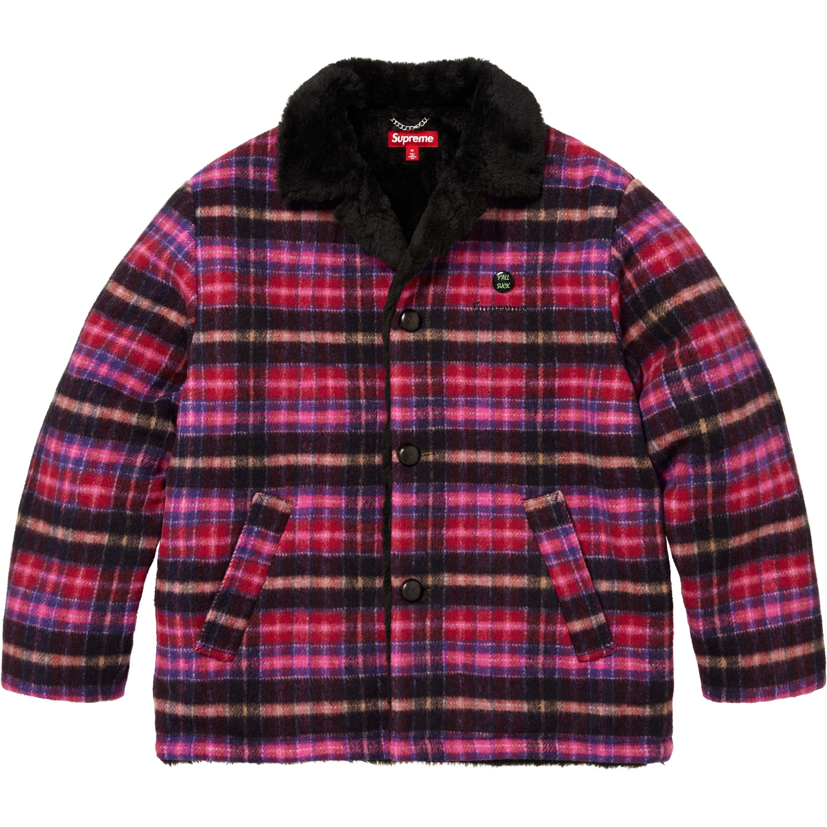 Supreme Plaid Car Coat (FW25) - Pink - $368