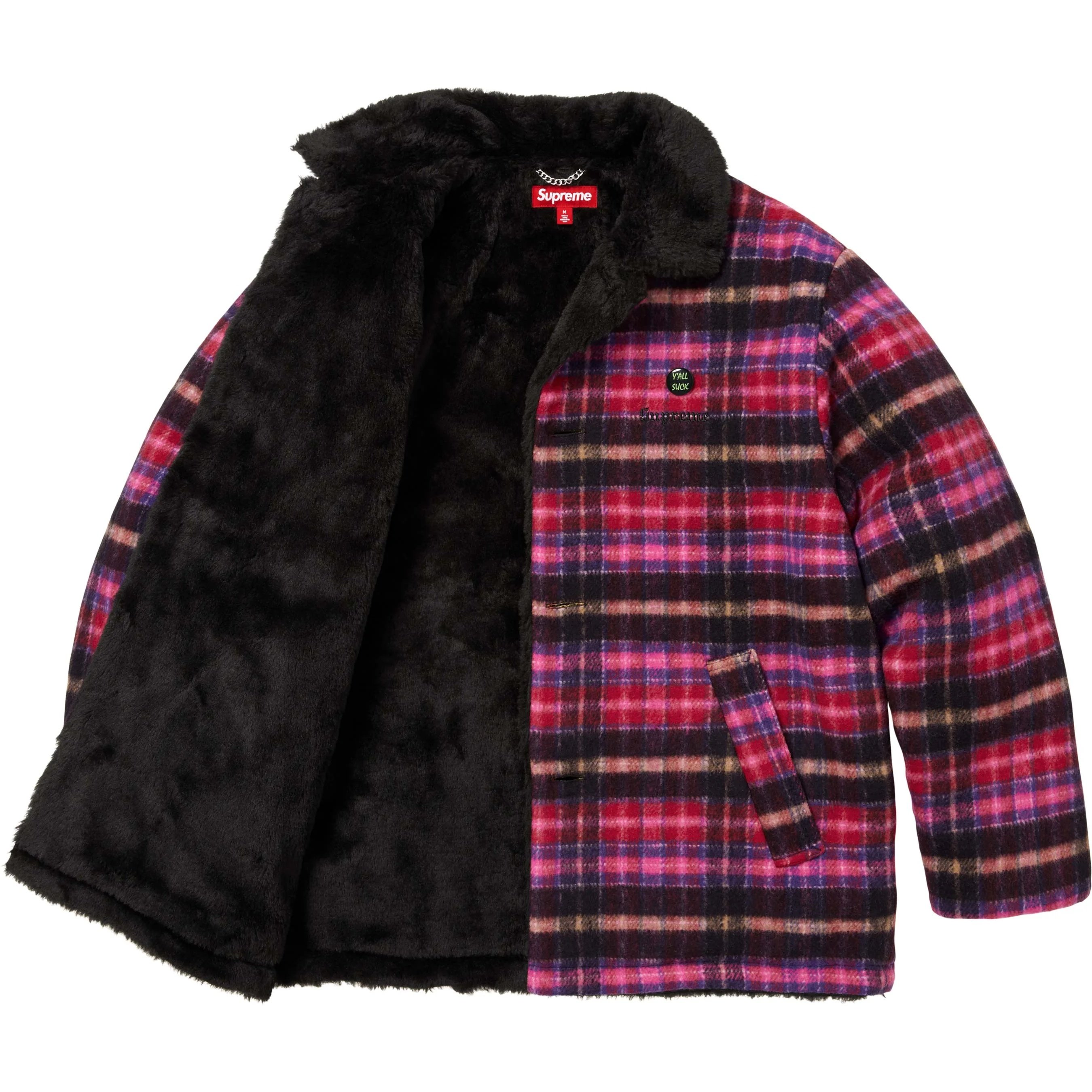 Supreme Plaid Car Coat (FW25) - Pink - $368