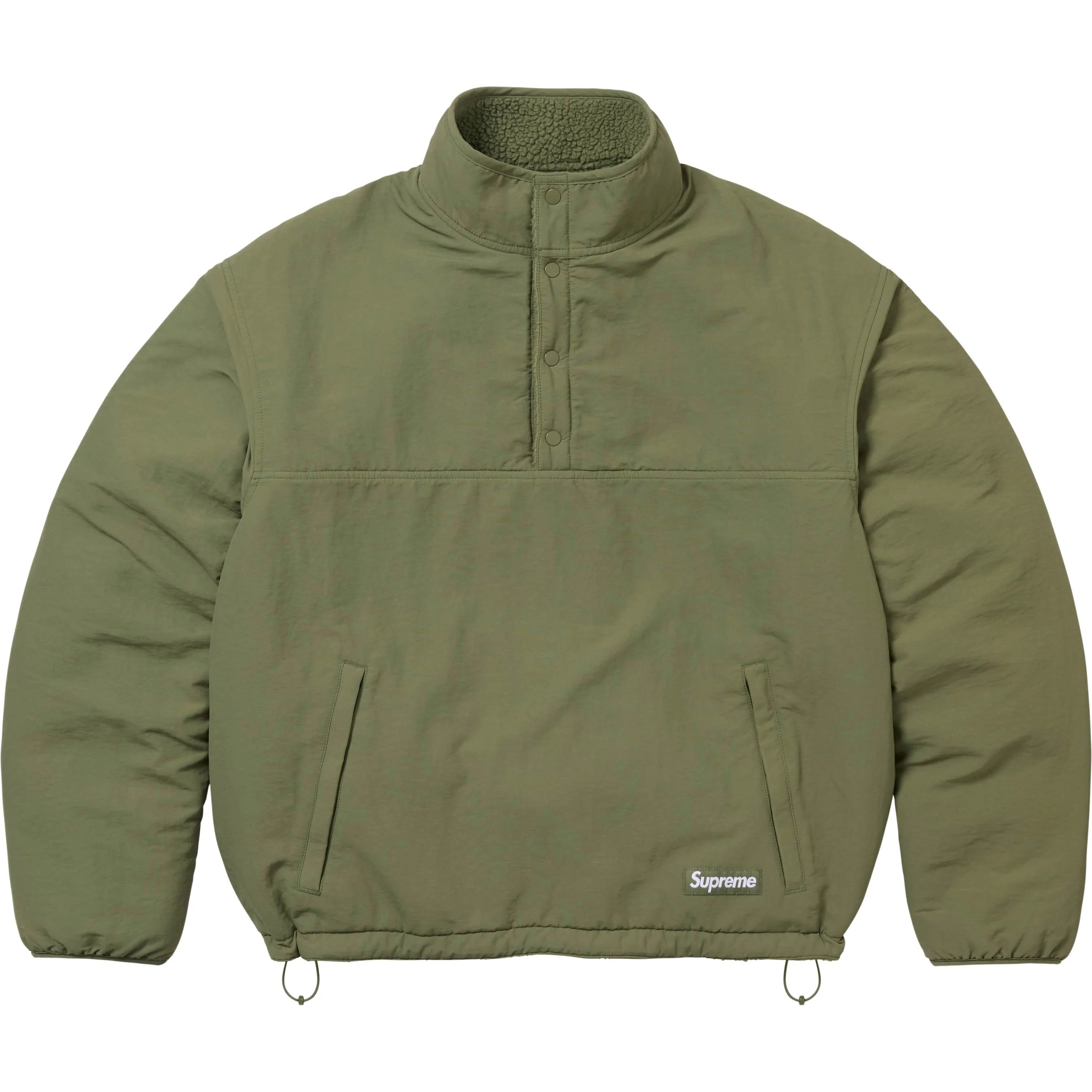 Supreme Polartec Shearling Reversible Pullover (FW25) - Olive - $218