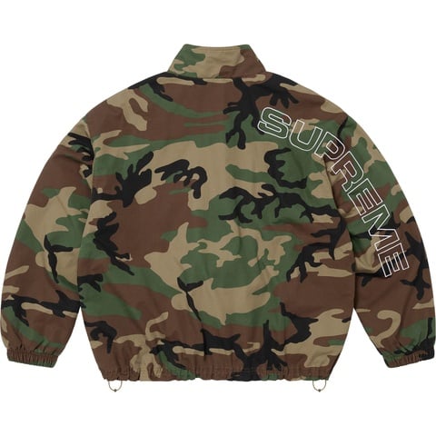 Supreme Spellout Embroidered Ripstop Track Jacket - Woodland Camo