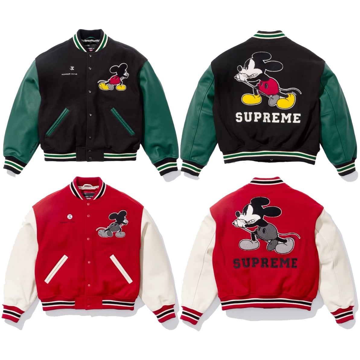 Supreme®/Number (N)ine®/Mickey Mouse Varsity Jacket - SupremeCommunity