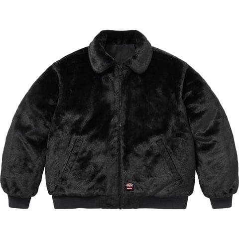 Supreme Dickies リバーシブル キルティングジャケット ブラック Supreme®/Dickies® Reversible Quilted Faux Fur Work Jacket - Supreme