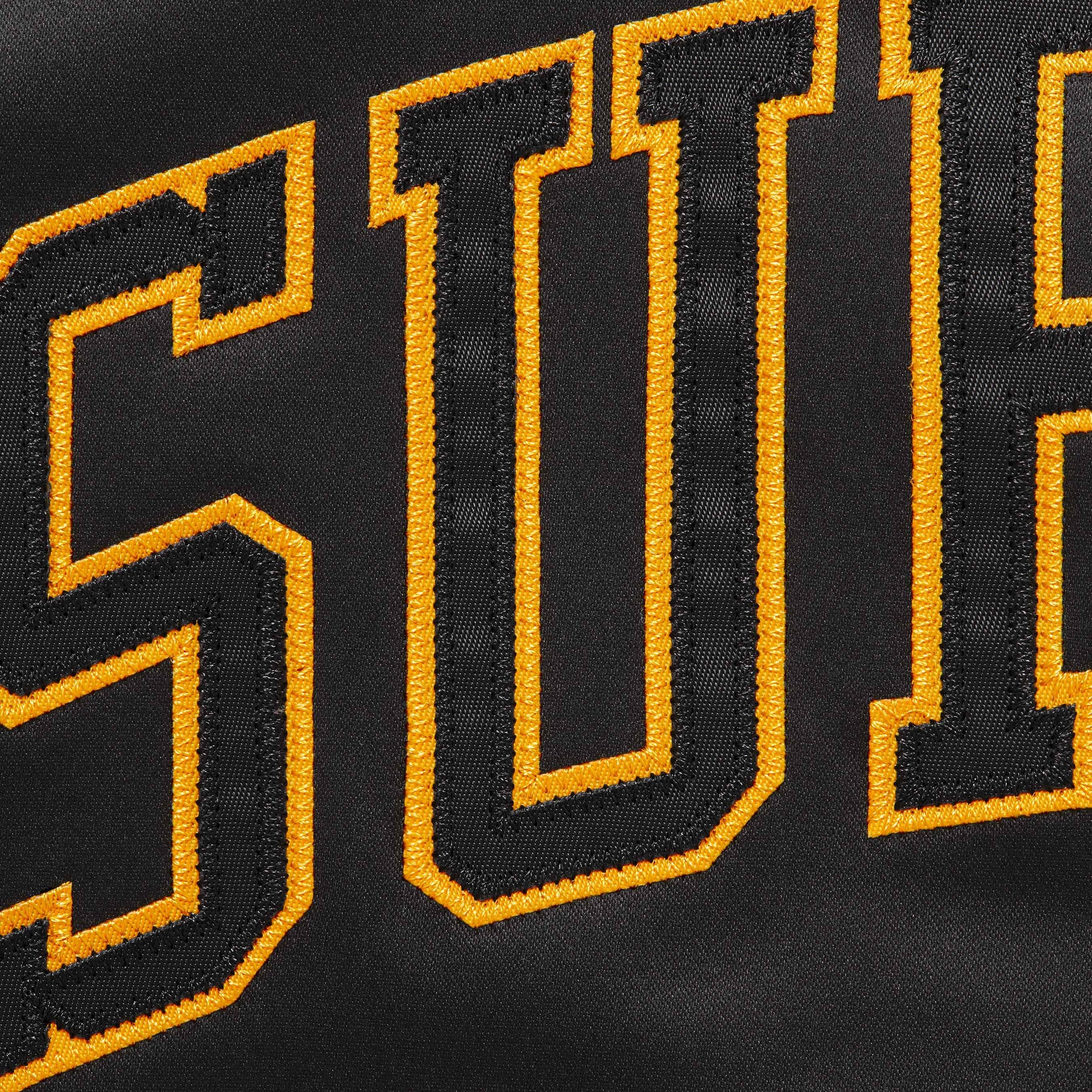 Supreme Supreme Mitchell & Ness Lined Hooded Satin Varsity Jacket (FW25) - Black - $298