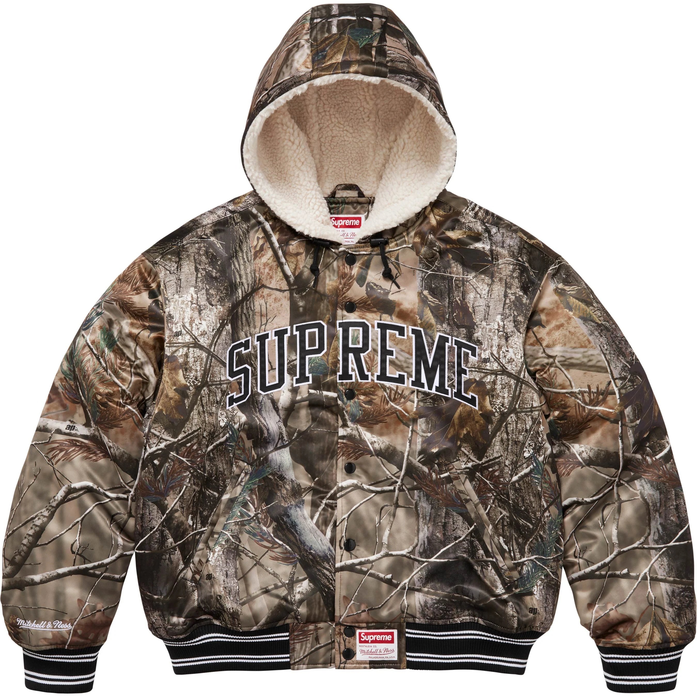 Supreme Supreme Mitchell & Ness Lined Hooded Satin Varsity Jacket (FW25) - Realtree® AP Camo - $298
