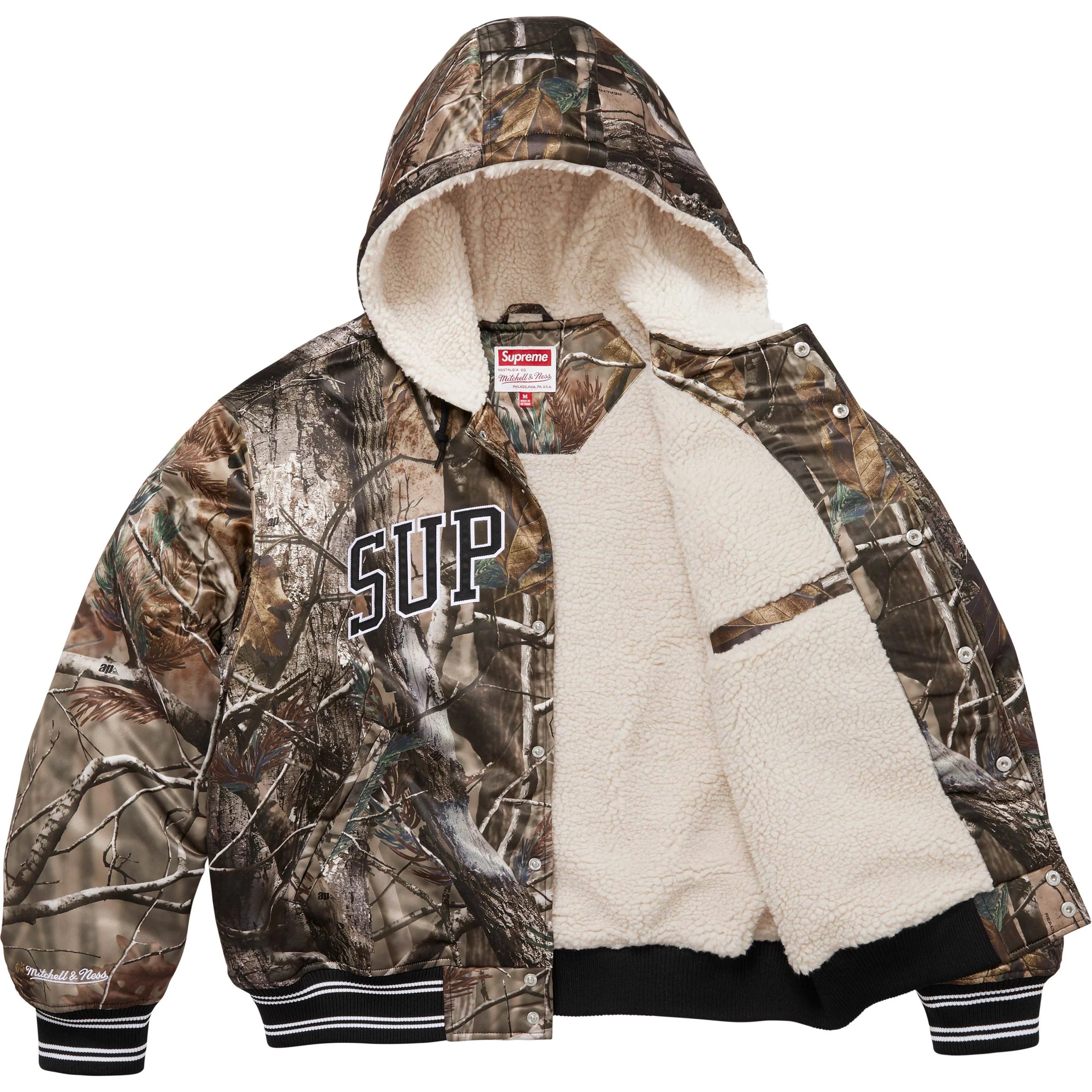 Supreme Supreme Mitchell & Ness Lined Hooded Satin Varsity Jacket (FW25) - Realtree® AP Camo - $298