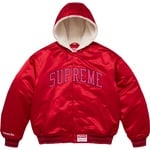 Supreme Supreme Mitchell & Ness Lined Hooded Satin Varsity Jacket (FW25) - Red