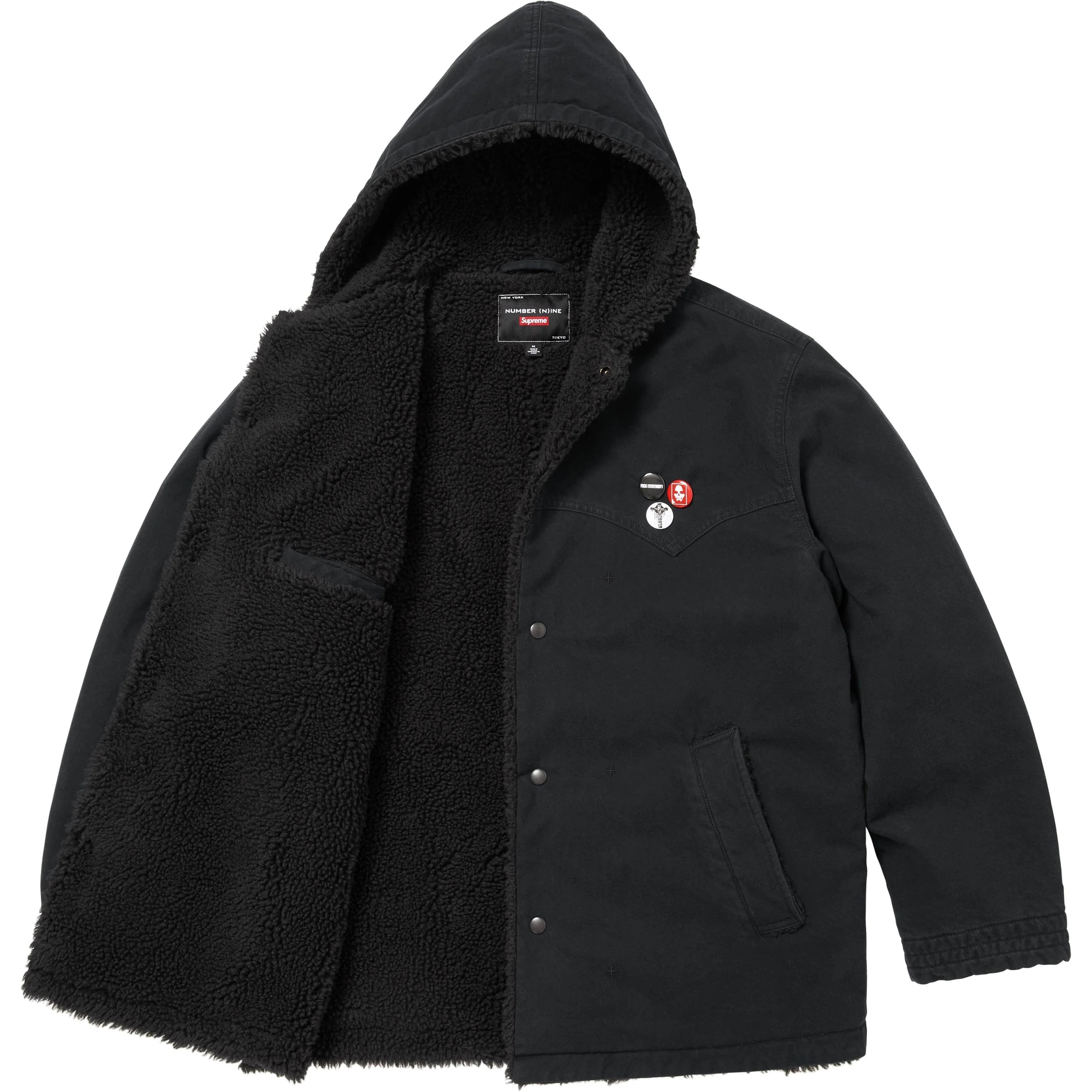 Supreme Number (N)ine Faux Shearling Hooded Coat (FW25) - $398