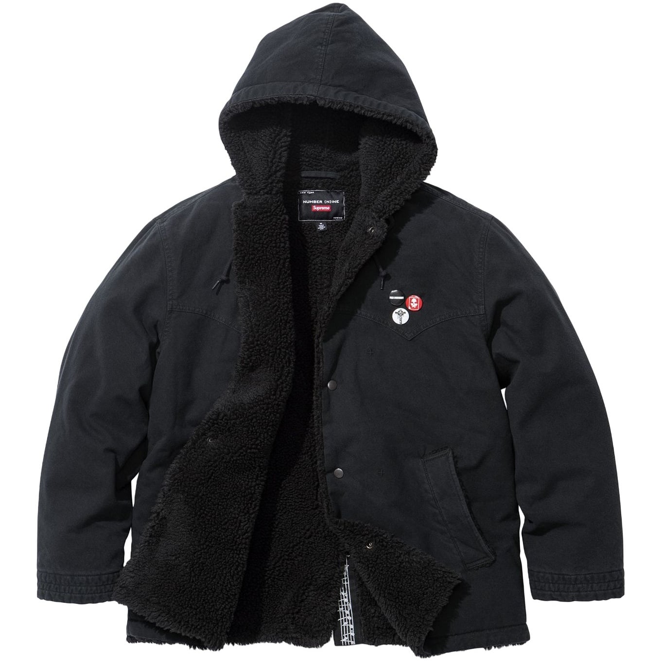 Supreme Supreme Number (N)ine Faux Shearling Hooded Coat for fall winter 25 season