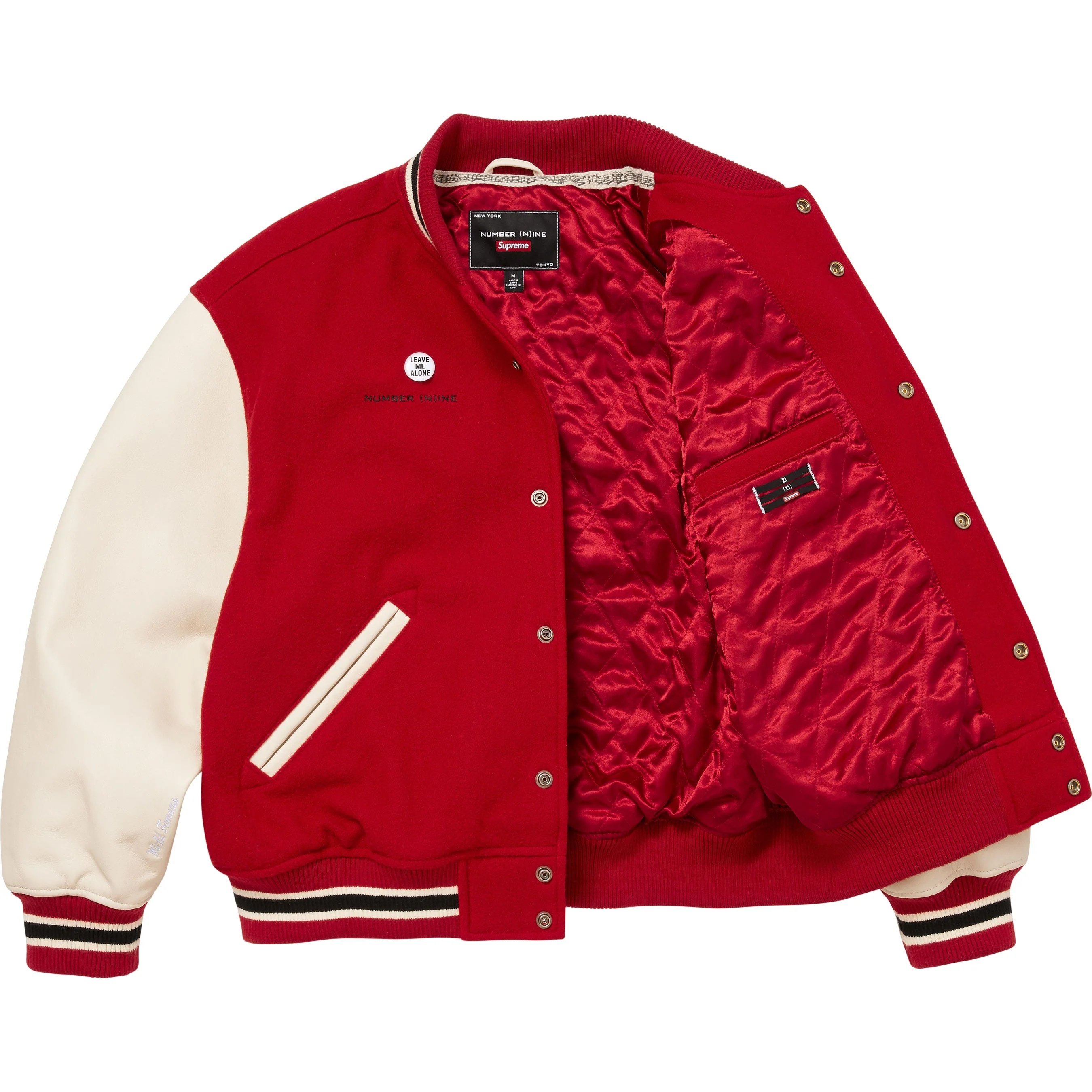 Supreme Supreme Number (N)ine Mickey Mouse Varsity Jacket (FW25) - Red - $668