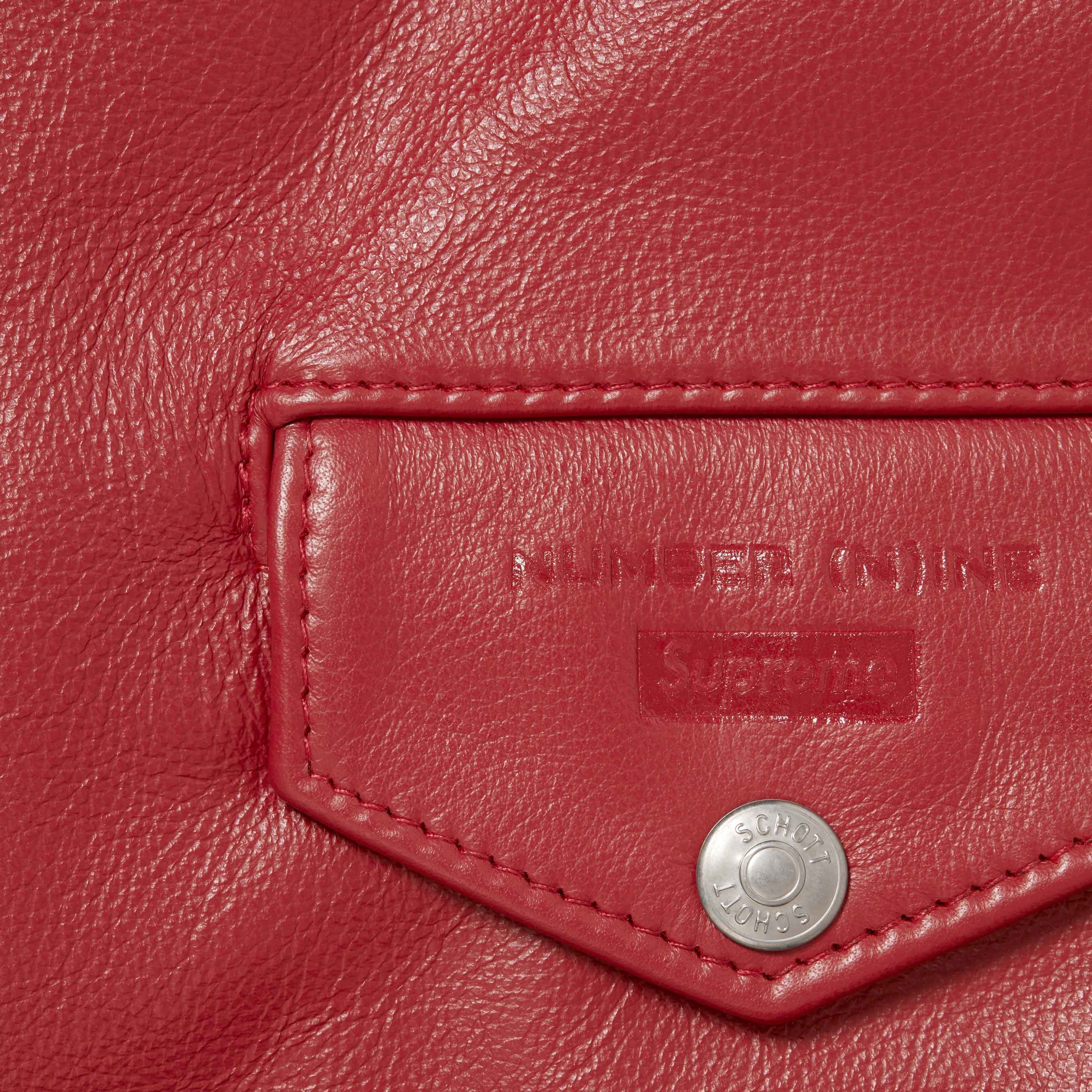 Supreme Supreme Number (N)ine Schott Perfecto Leather Jacket (FW25) - Red - $1598