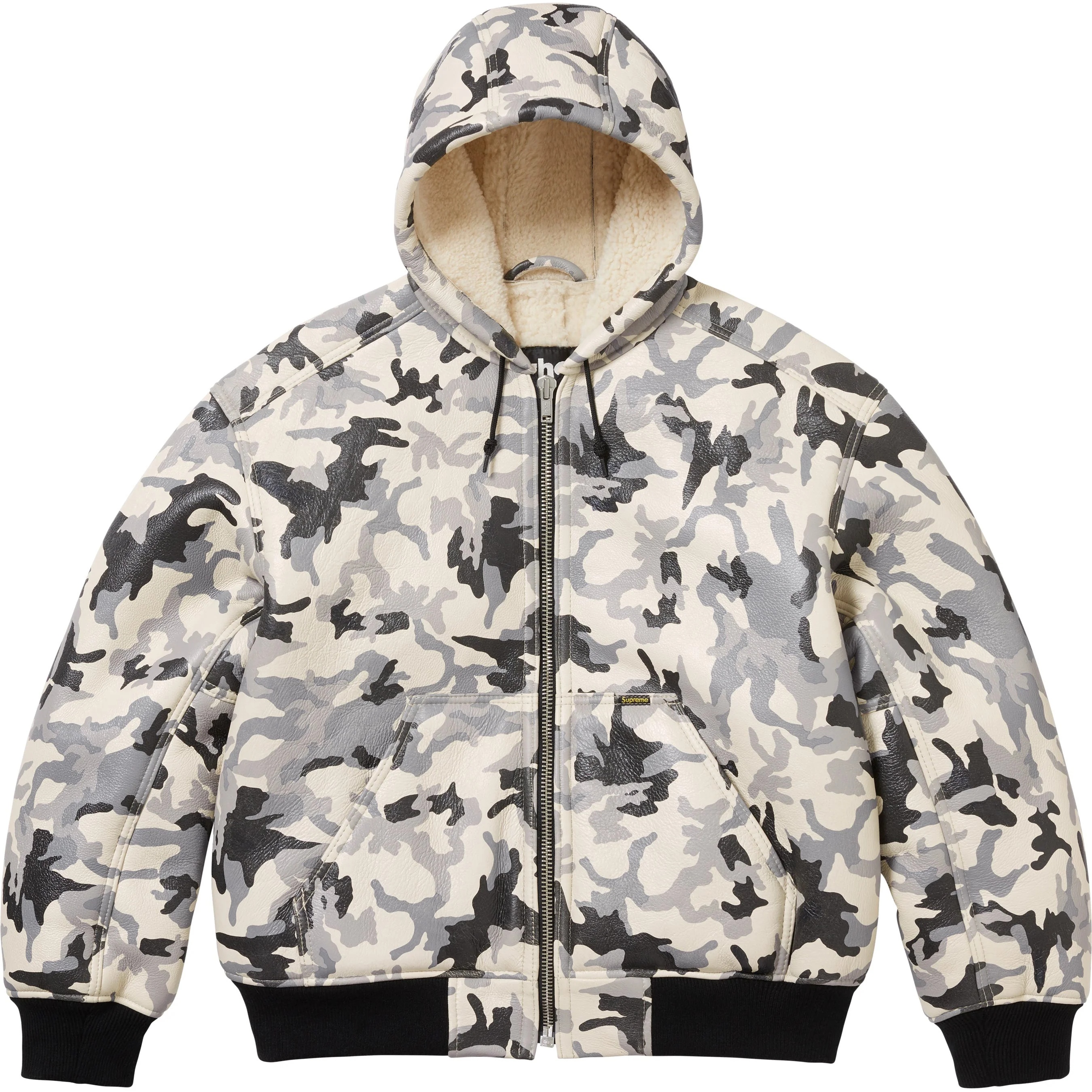 Supreme Supreme Schott Shearling Hooded Work Jacket (FW25) - Snow Camo - $1598