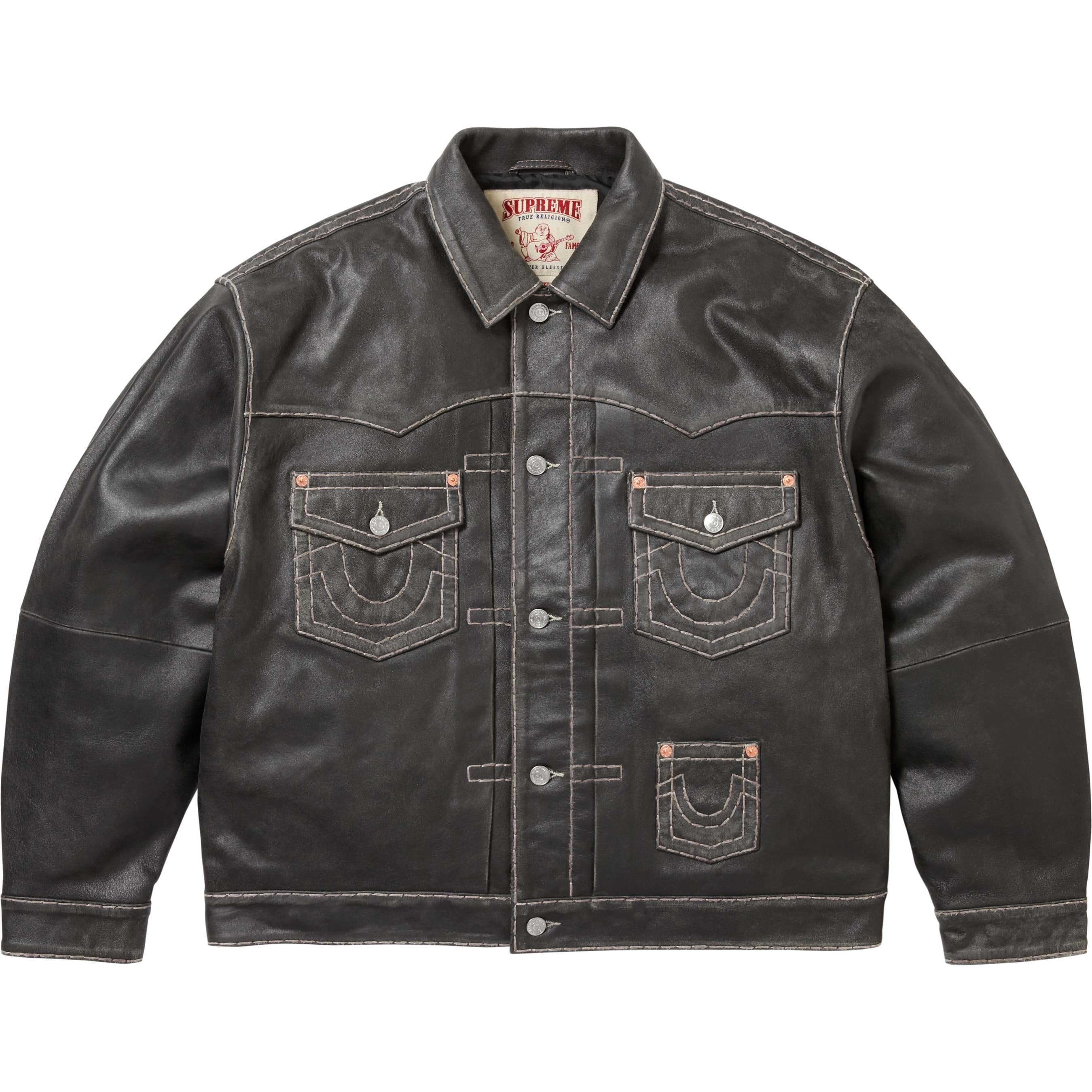 Supreme Supreme True Religion Leather Trucker Jacket (FW25) - Black - $698