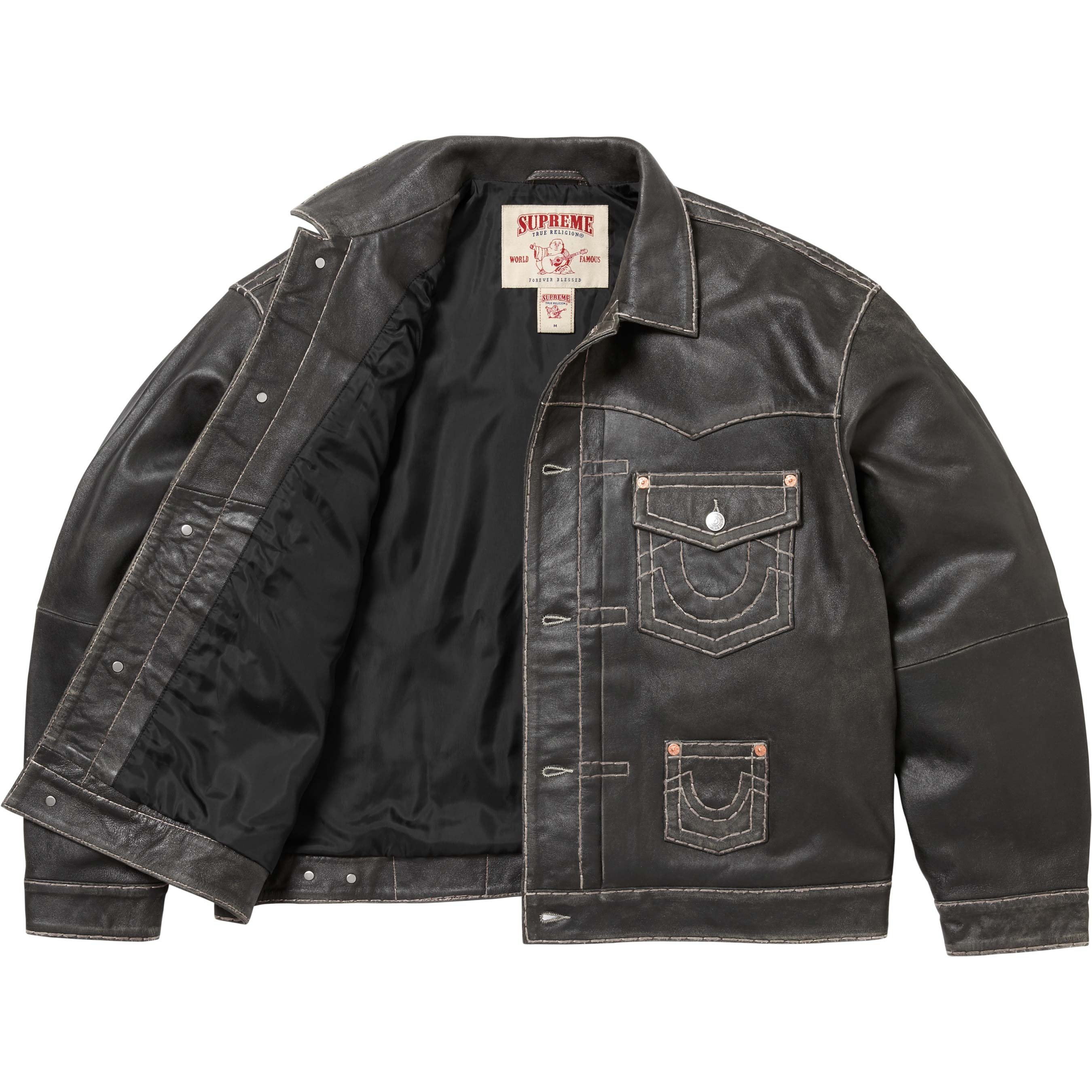 Supreme Supreme True Religion Leather Trucker Jacket (FW25) - Black - $698