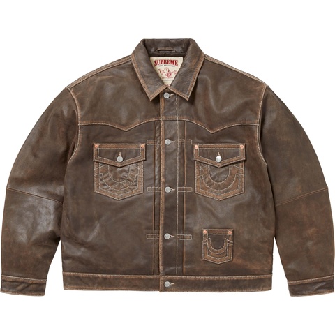 Supreme Supreme®/True Religion® Leather Trucker Jacket - Brown