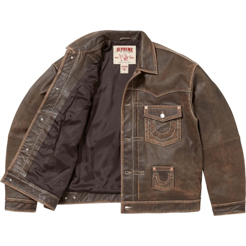 Supreme Supreme®/True Religion® Leather Trucker Jacket - Brown