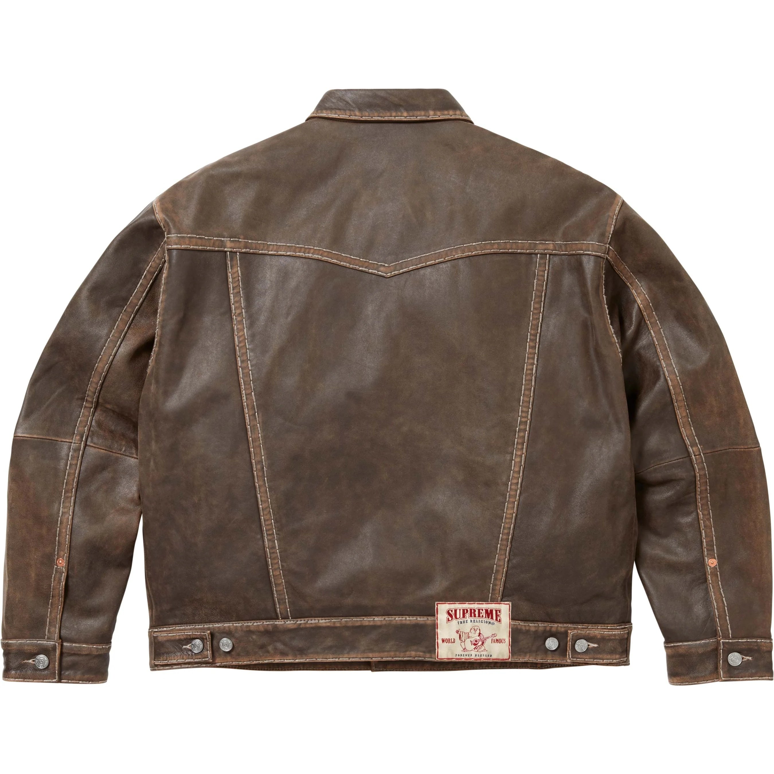 Supreme Supreme True Religion Leather Trucker Jacket (FW25) - Brown - $698