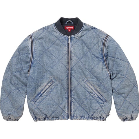 Supreme Zip-Off Sleeve Quilted Bomber Jacket - Denim