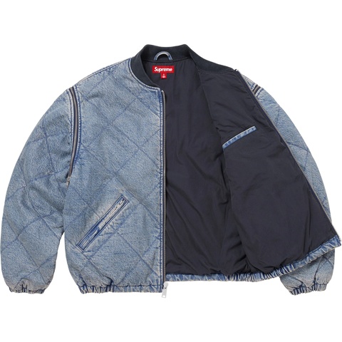 Supreme Zip-Off Sleeve Quilted Bomber Jacket - Denim