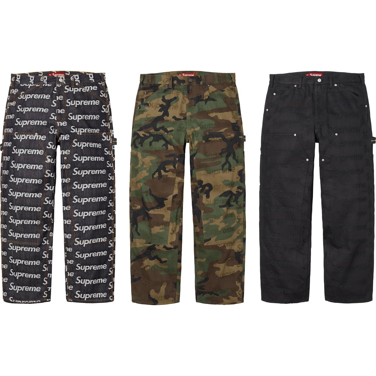 Jacquard Logos Double Knee Denim Painter Jean - SupremeCommunity