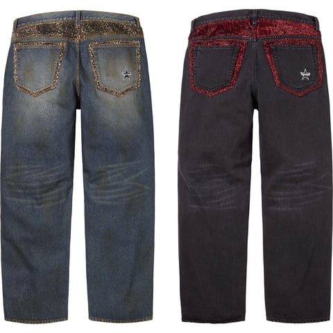 パンツ Supreme Leopard Faux Fur Loose Fit Jean Buy Supreme Leopard Faux Fur Loose Fit Jean 'Washed Indigo