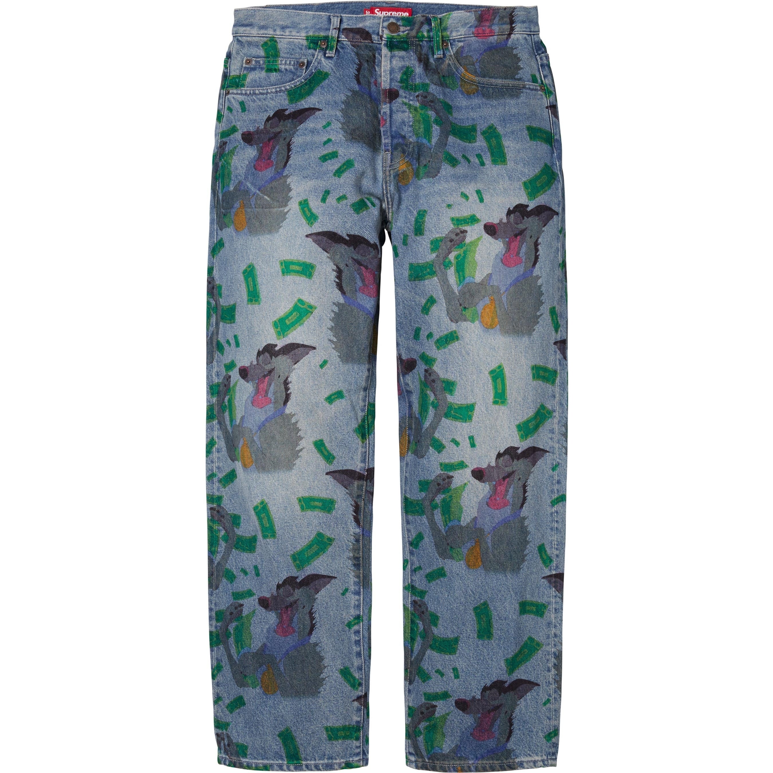 Supreme All Dogs Go To Heaven Loose Fit Jean (FW25) - Washed Indigo - $228