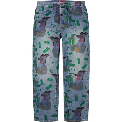 Supreme All Dogs Go To Heaven Loose Fit Jean - Washed Indigo