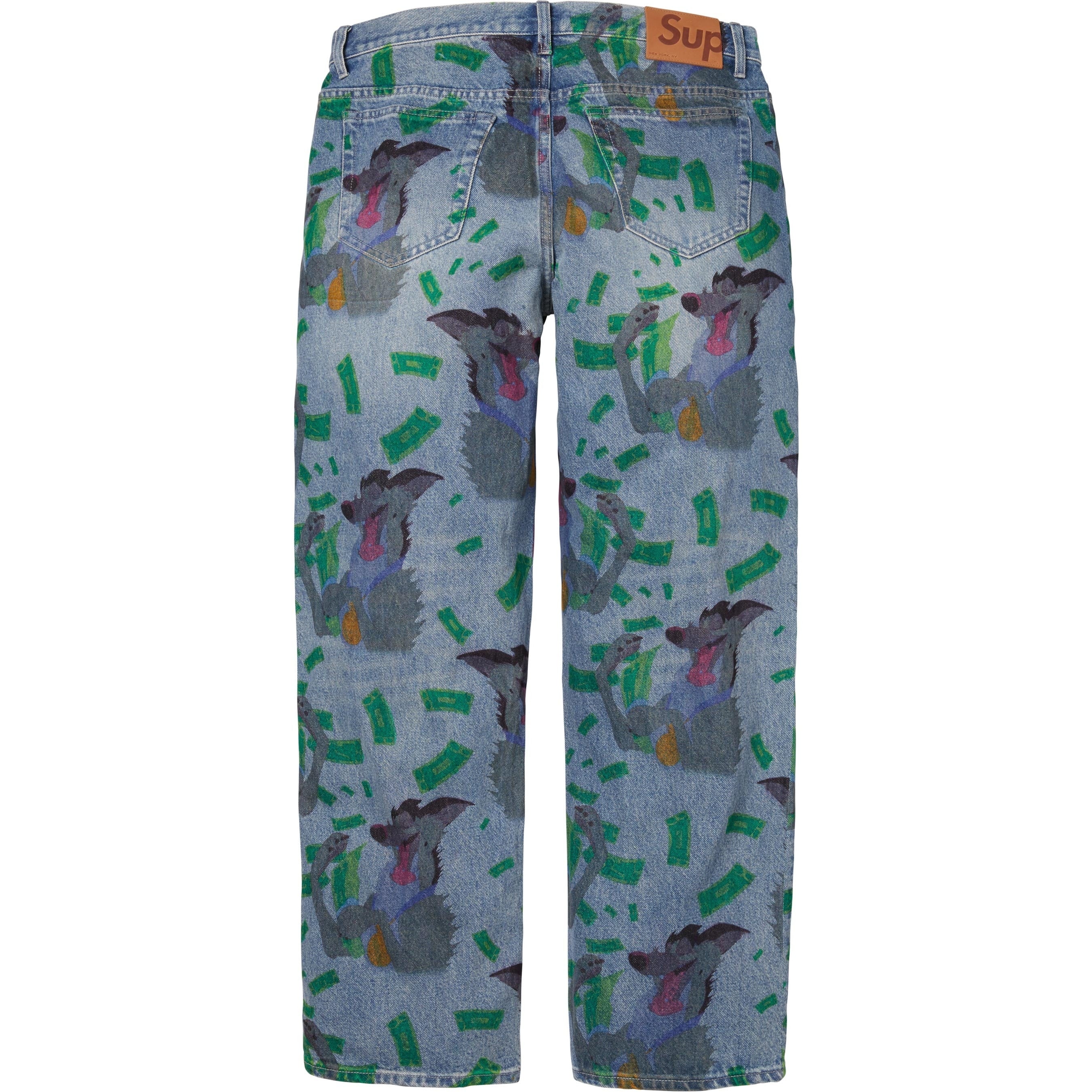 Supreme All Dogs Go To Heaven Loose Fit Jean (FW25) - Washed Indigo - $228