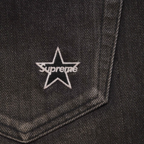 Supreme Distressed Loose Fit Selvedge Jean - Washed Black