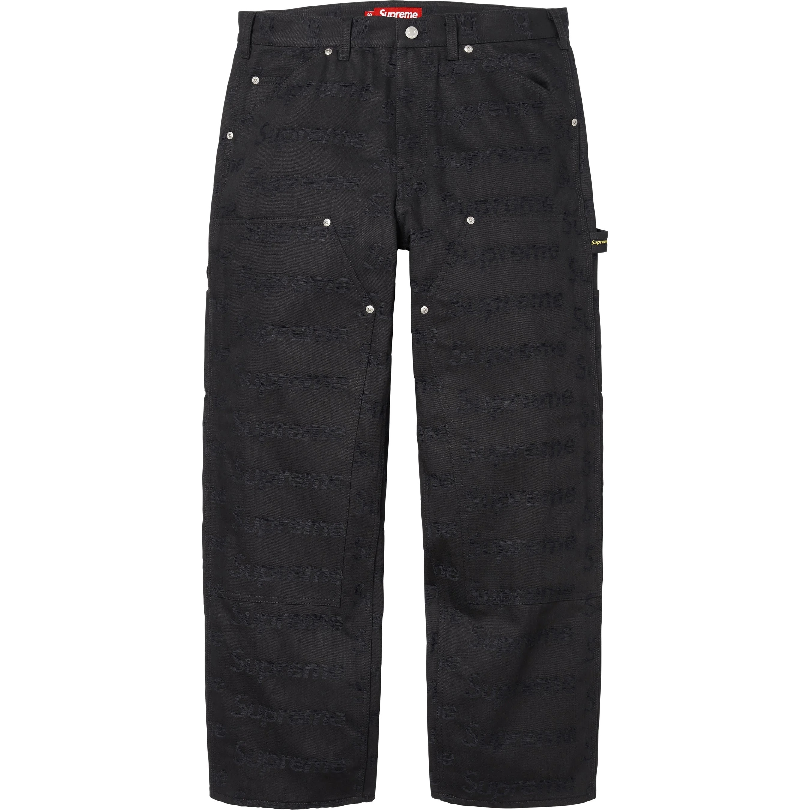 Supreme Jacquard Logos Double Knee Denim Painter Jean (FW25) - Black - $228