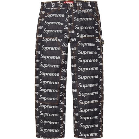 Supreme Jacquard Logos Double Knee Denim Painter Jean - Rigid Indigo