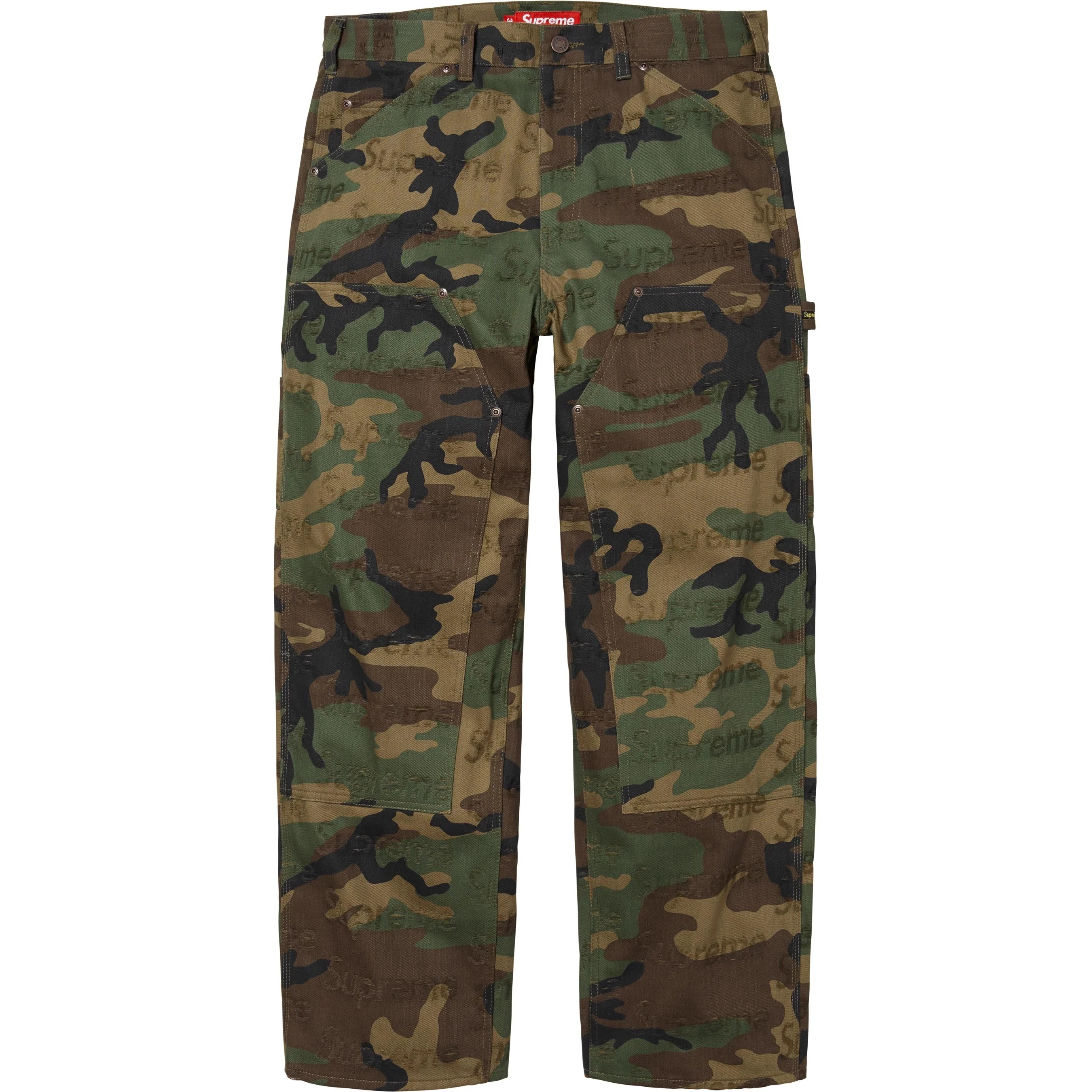 Supreme Jacquard Logos Double Knee Denim Painter Jean (FW25) - Woodland Camo - $228