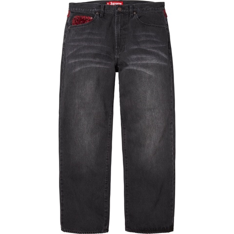 Supreme Leopard Faux Fur Loose Fit Jean - Washed Black