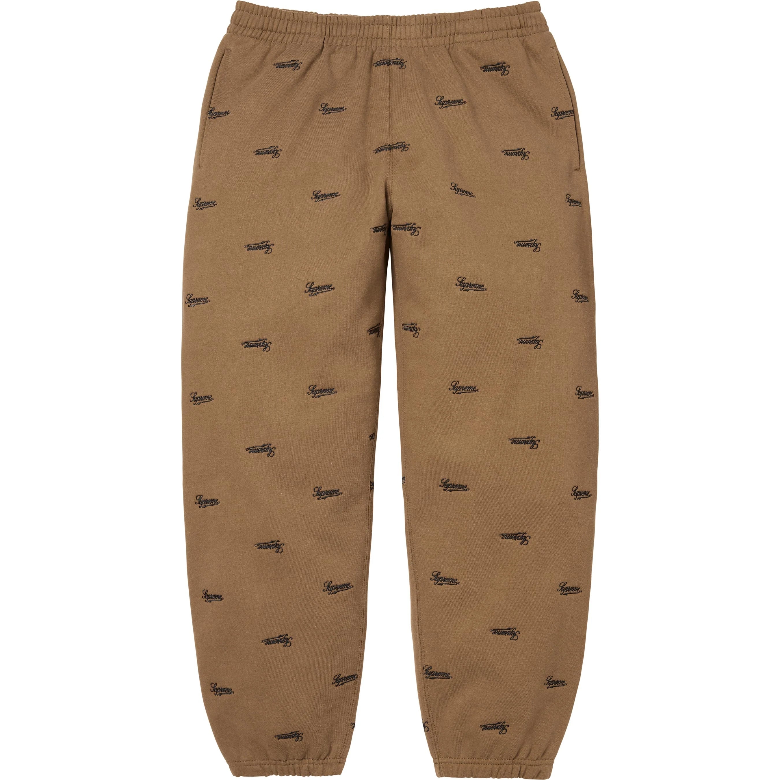 Supreme Repeat Script Sweatpant (FW25) - Dark Khaki - $168