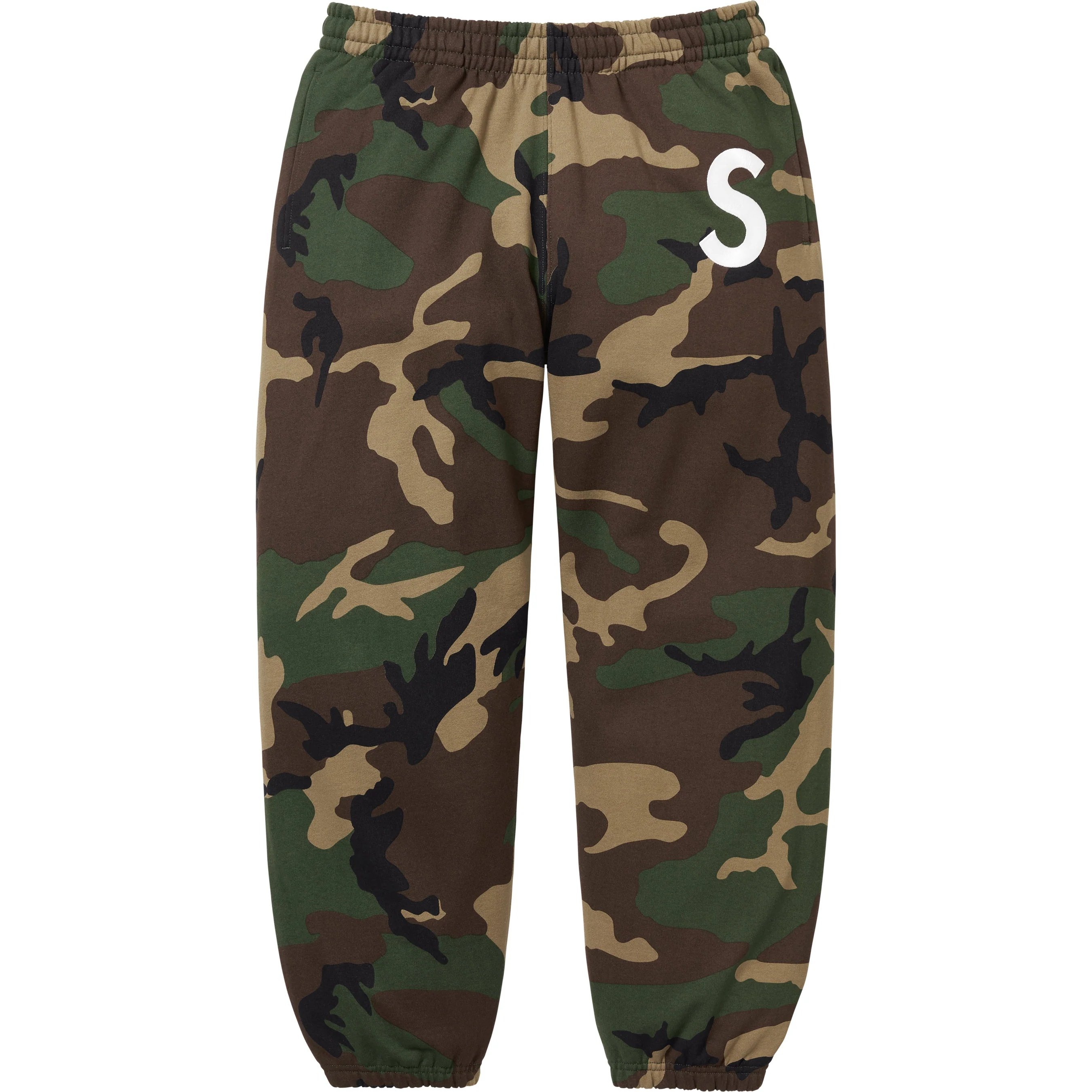Supreme S Logo Sweatpant (FW25) - Woodland Camo - $158