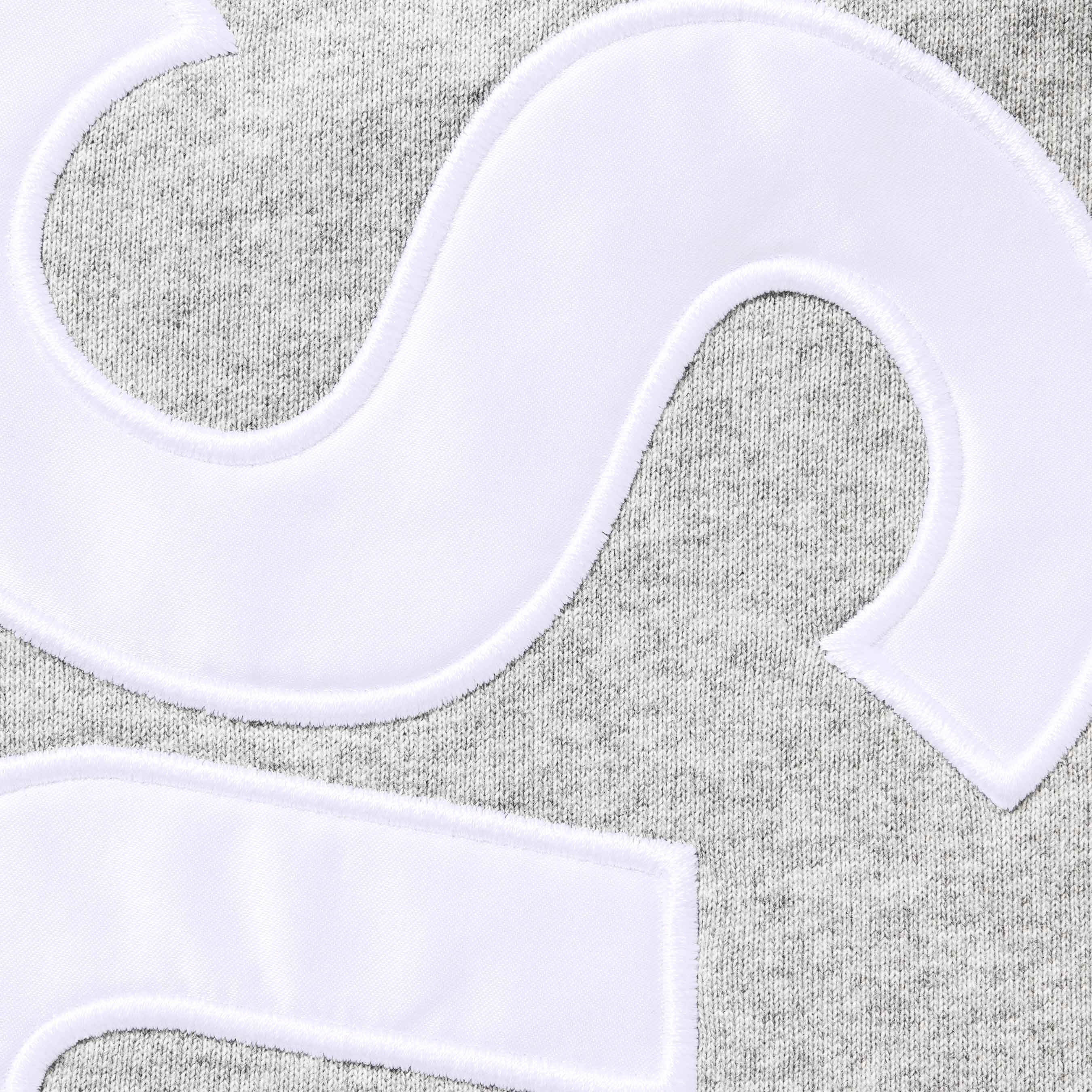 Supreme Satin Appliqué Sweatpant (FW25) - Heather Grey - $158