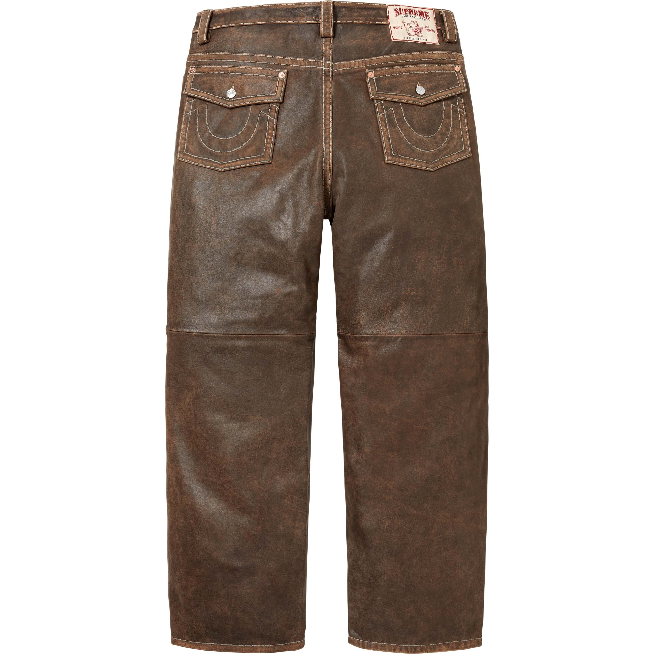 Supreme Supreme True Religion Loose Fit Leather Pant (FW25) - Brown - $698