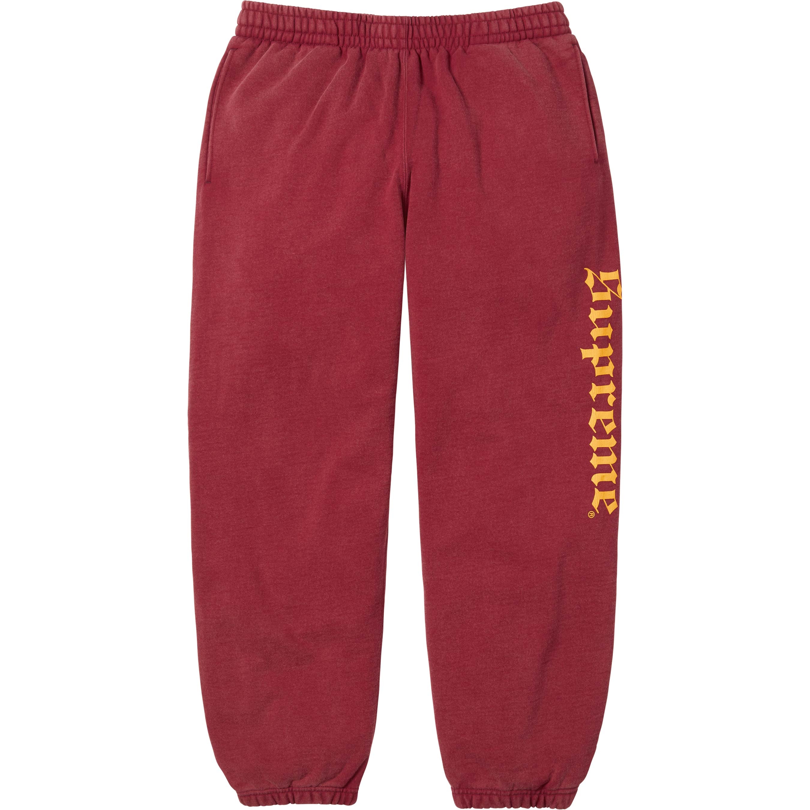 Supreme Washed Old English Sweatpant (FW25) - Cardinal - $158