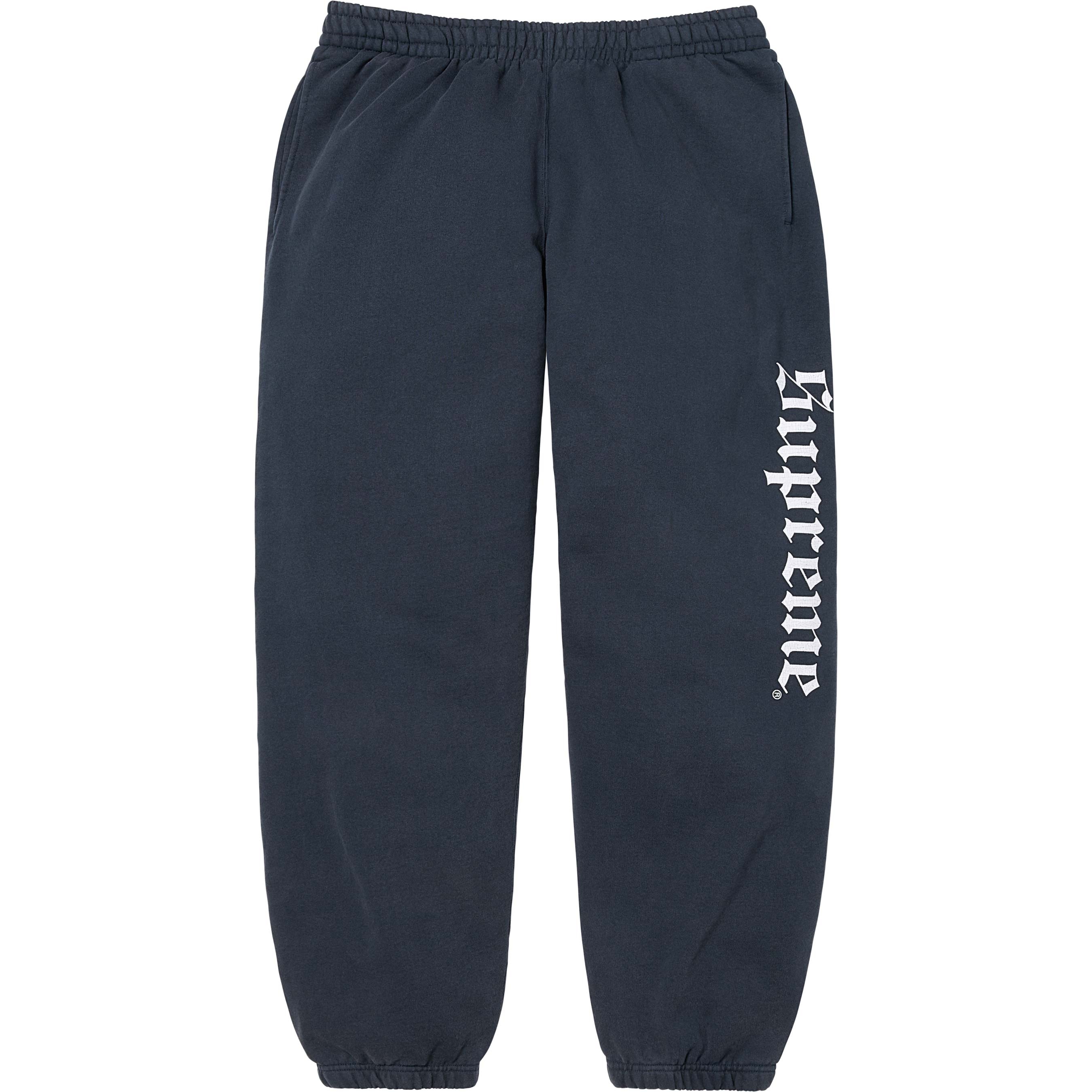 Supreme Washed Old English Sweatpant (FW25) - Navy - $158