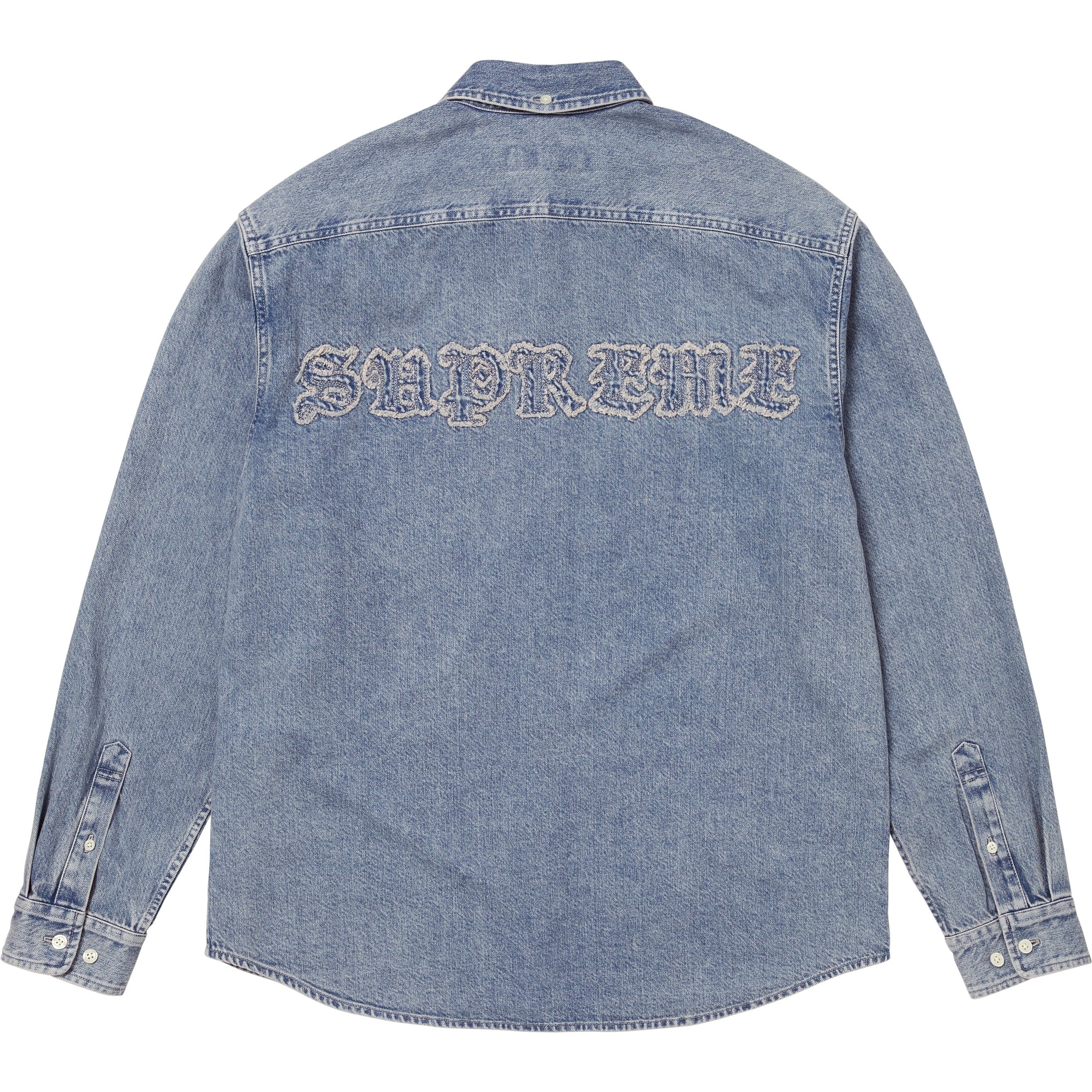 Supreme Appliqué Denim Shirt (FW25) - Indigo - $158