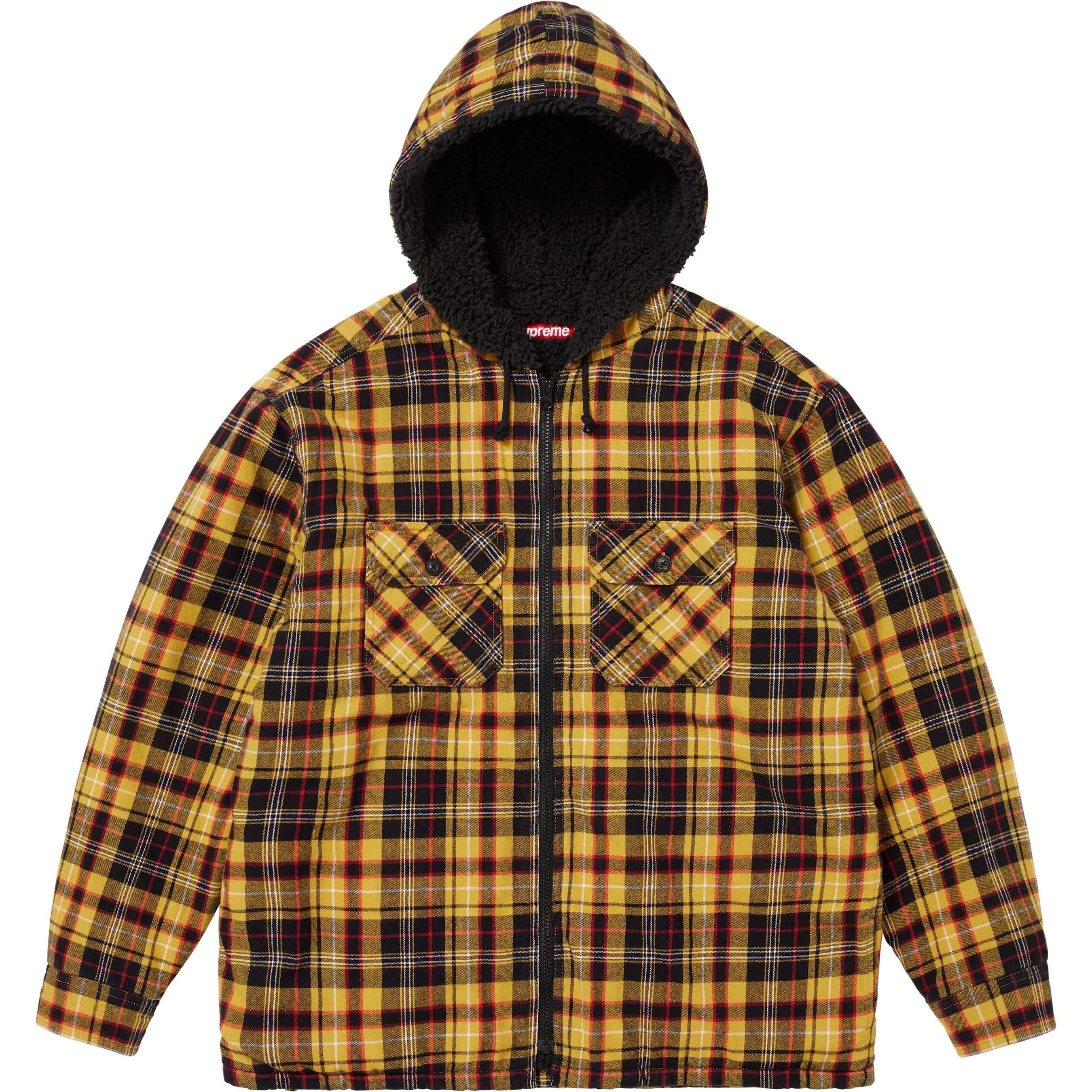 Supreme Lined Zip Up Hooded Flannel Shirt (FW25) - Yellow - $168