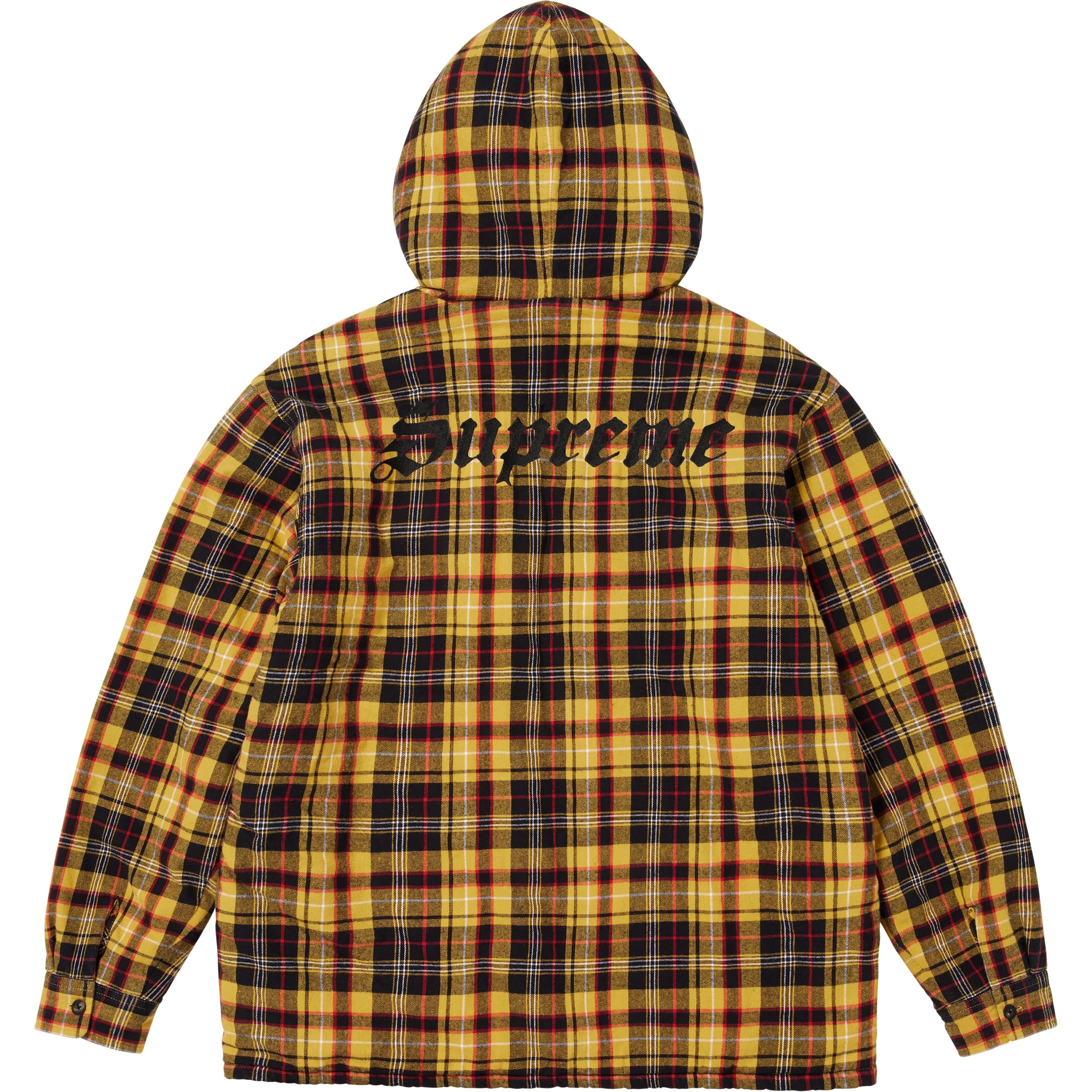 Supreme Lined Zip Up Hooded Flannel Shirt (FW25) - Yellow - $168