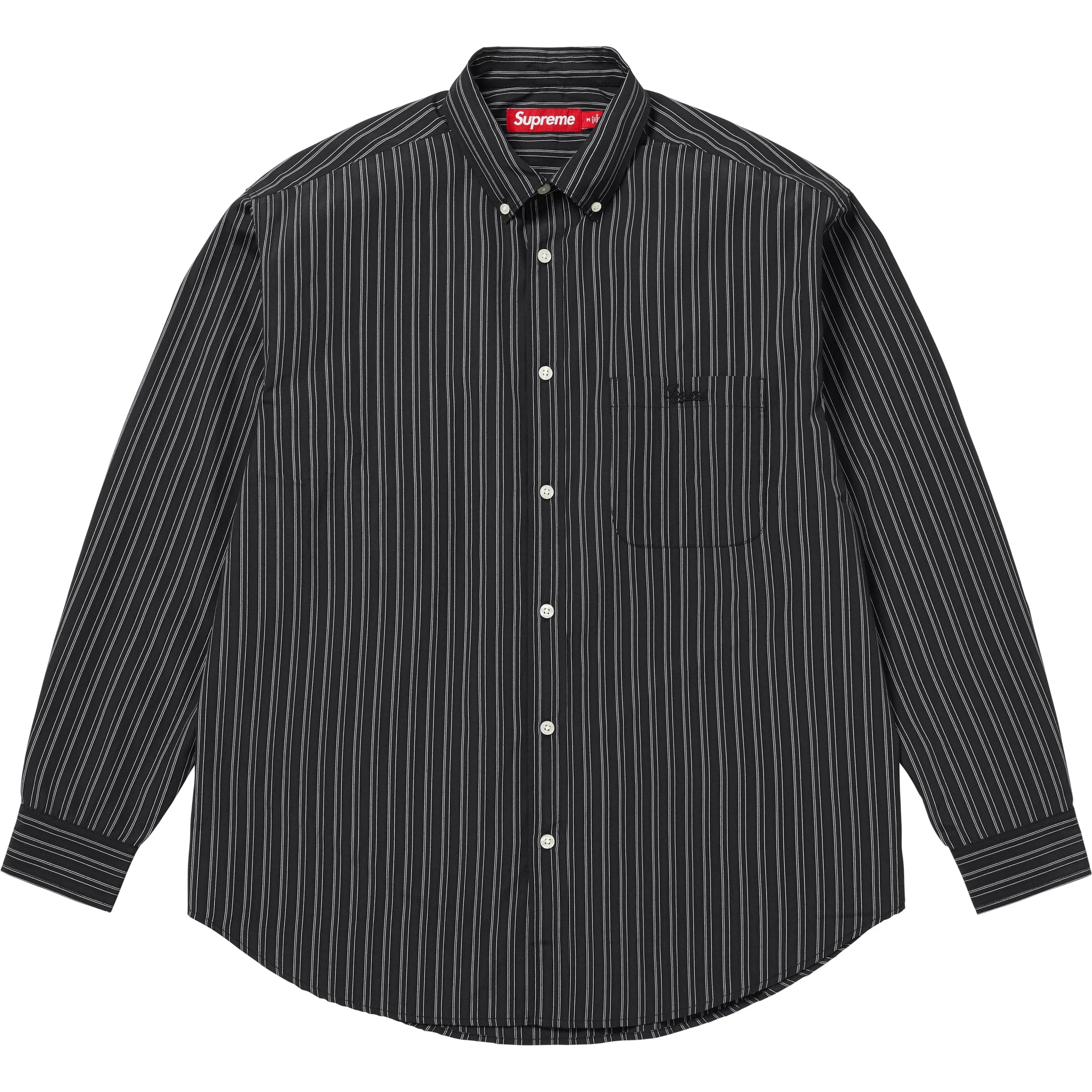 Supreme Pinstripe Shirt (FW25) - Black - $148
