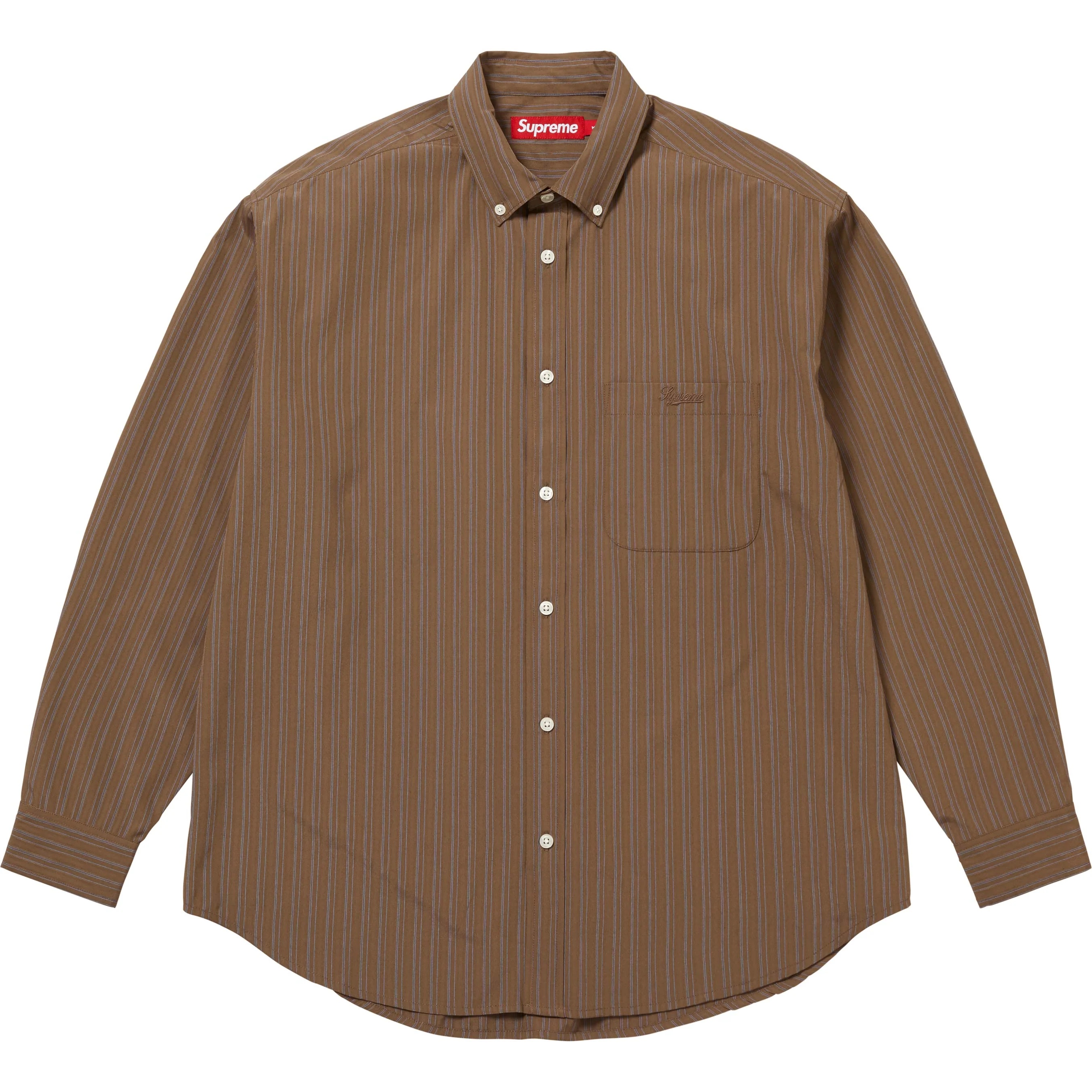 Supreme Pinstripe Shirt (FW25) - Brown - $148
